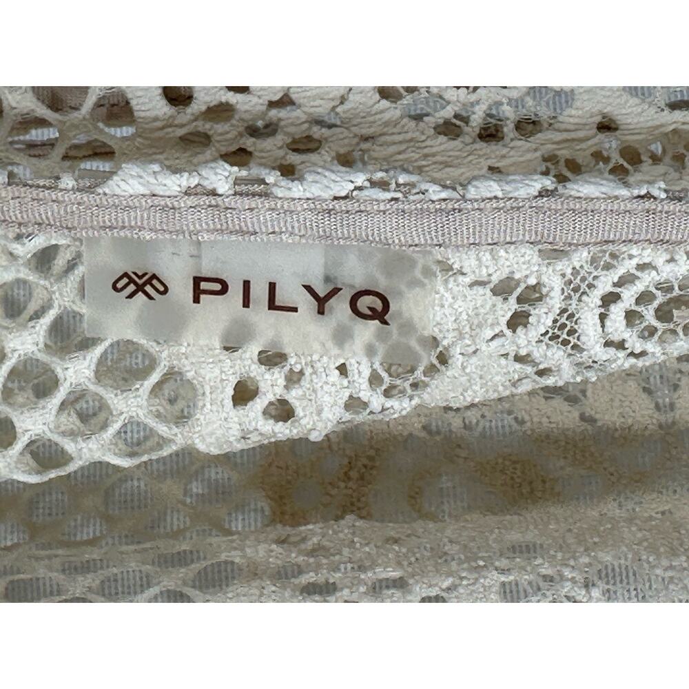 PilyQ Womens Lace Up Side V Neck Open Knit Cover Up Beige SzS Perfect For Beach - Picture 12 of 16